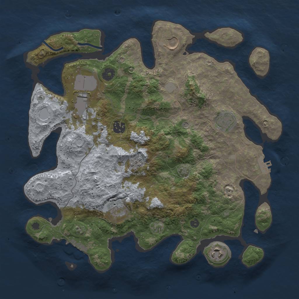 Rust Map: Procedural Map, Size: 3500, Seed: 80965942, 15 Monuments