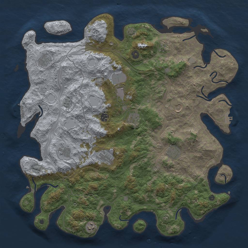 Rust Map: Procedural Map, Size: 4500, Seed: 1784590302, 19 Monuments