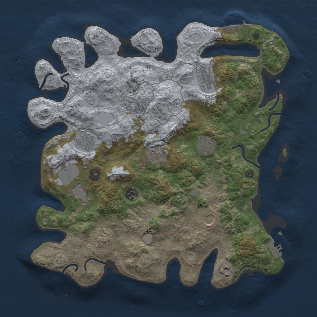 Rust Map: Procedural Map, Size: 3850, Seed: 2031817738, 18 Monuments