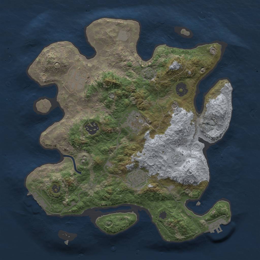 Rust Map: Procedural Map, Size: 3000, Seed: 28701, 12 Monuments