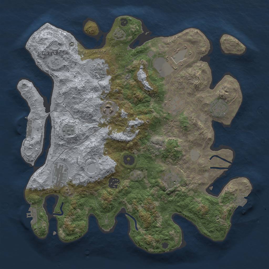 Rust Map: Procedural Map, Size: 3600, Seed: 24929440, 17 Monuments
