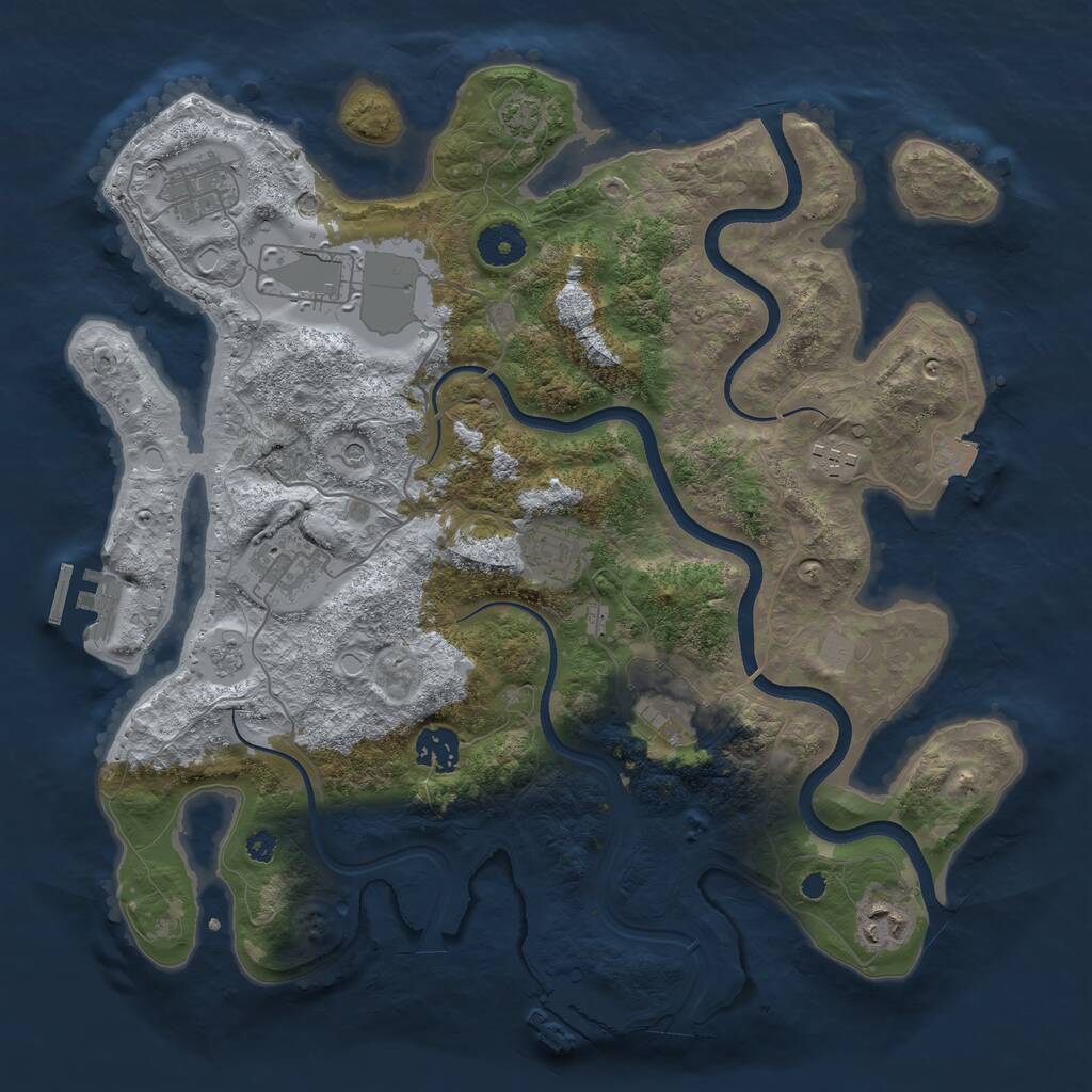 Rust Map: Procedural Map, Size: 3600, Seed: 24929440, 14 Monuments