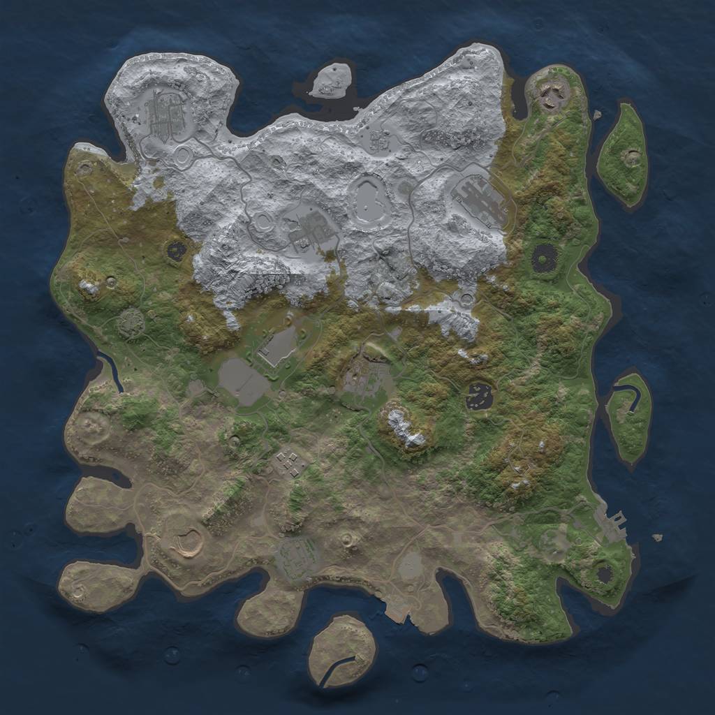 Rust Map: Procedural Map, Size: 3800, Seed: 62881642, 17 Monuments