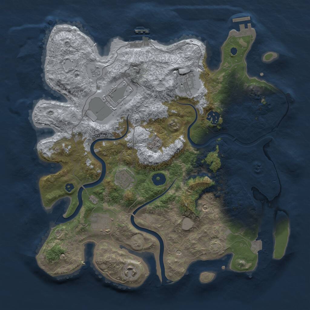 Rust Map: Procedural Map, Size: 3550, Seed: 75518569, 13 Monuments