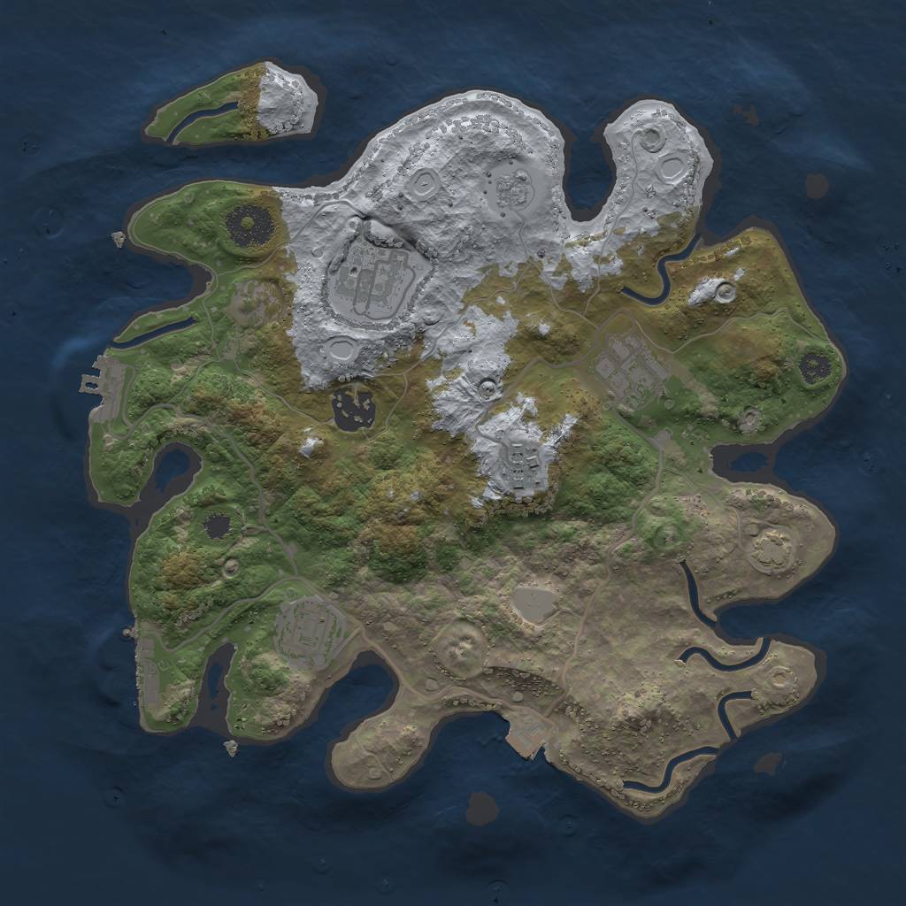 Rust Map: Procedural Map, Size: 3000, Seed: 721736, 12 Monuments