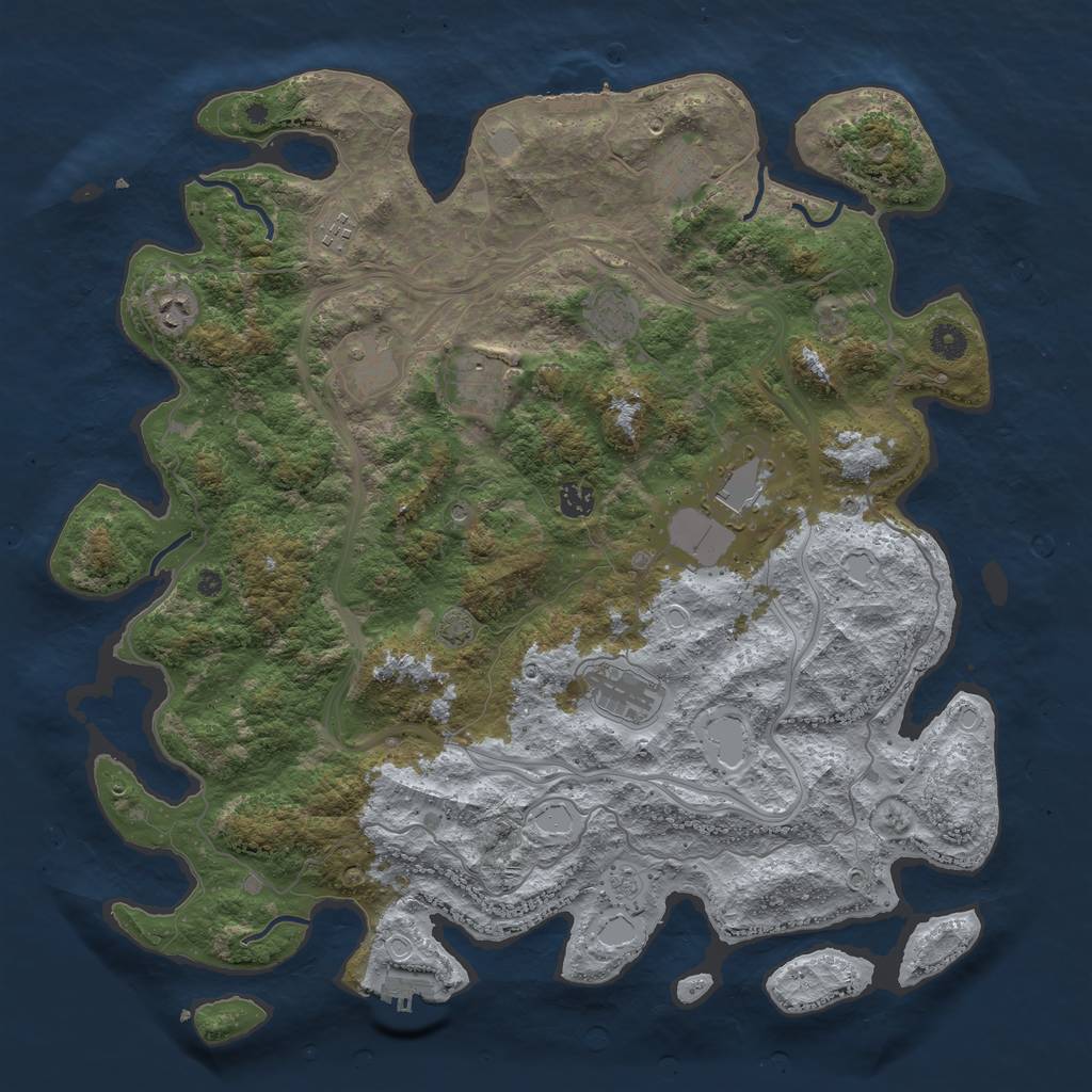 Rust Map: Procedural Map, Size: 4500, Seed: 666779112, 17 Monuments