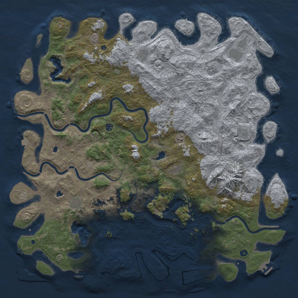 Rust Map: Procedural Map, Size: 6000, Seed: 852132, 17 Monuments