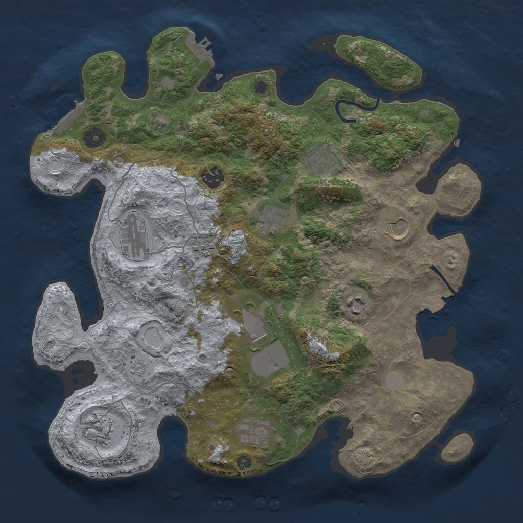 Rust Map: Procedural Map, Size: 3650, Seed: 21129667, 18 Monuments