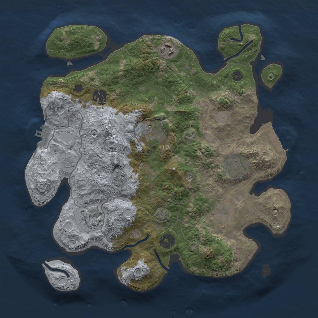 Rust Map: Procedural Map, Size: 3200, Seed: 155482, 15 Monuments