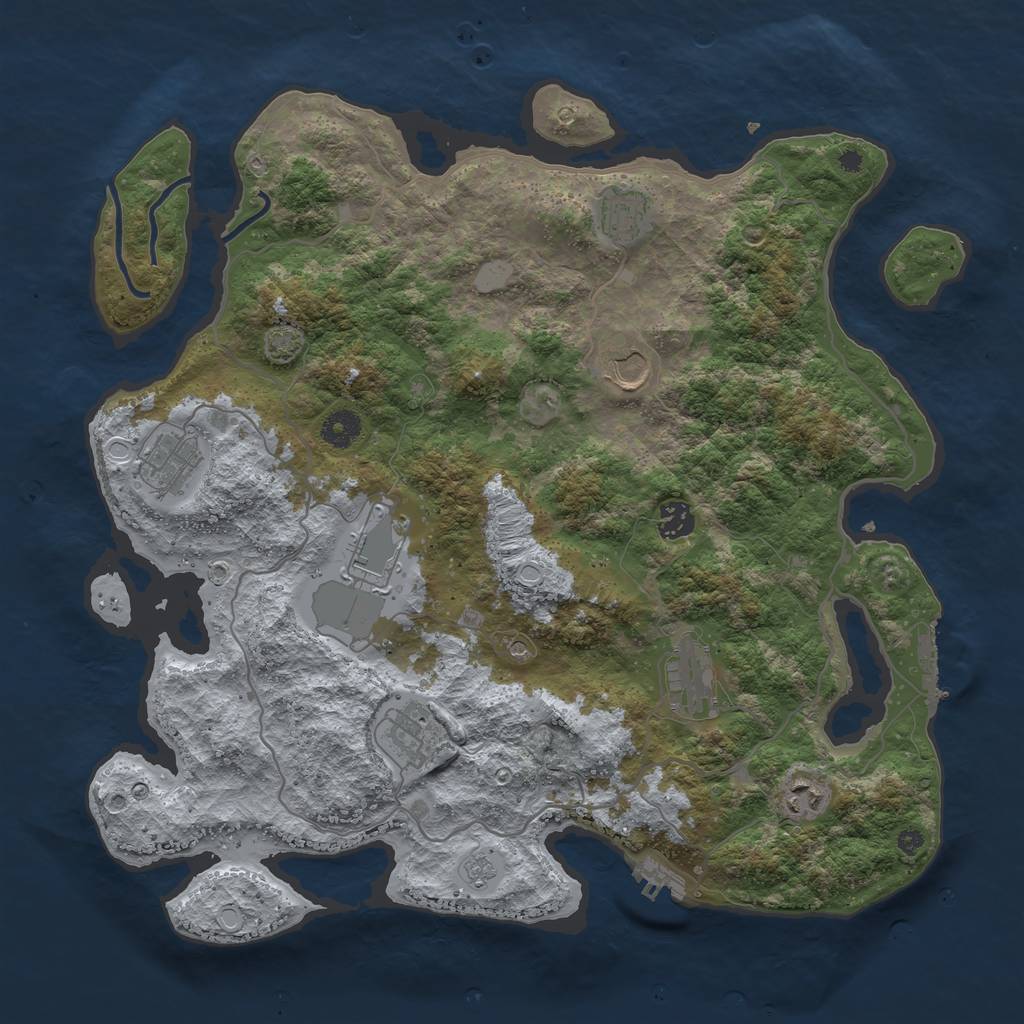 Rust Map: Procedural Map, Size: 4000, Seed: 86305033, 16 Monuments