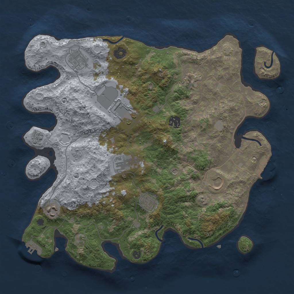 Rust Map: Procedural Map, Size: 3600, Seed: 98852059, 17 Monuments