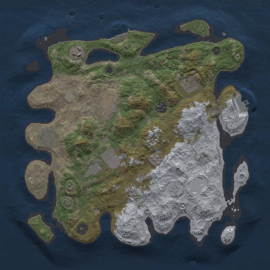Rust Map: Procedural Map, Size: 3500, Seed: 64269866, 16 Monuments