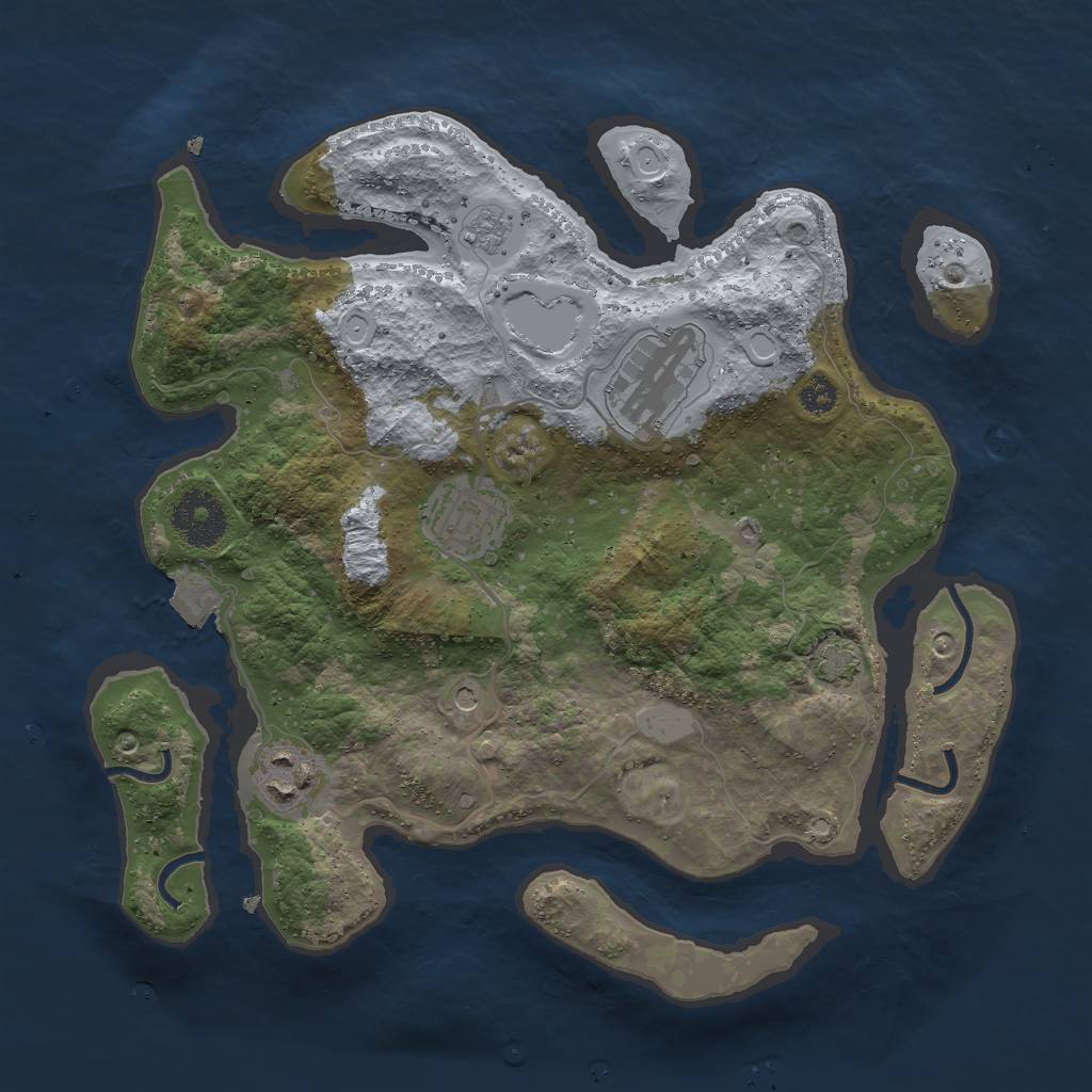 Rust Map: Procedural Map, Size: 3000, Seed: 26915, 9 Monuments