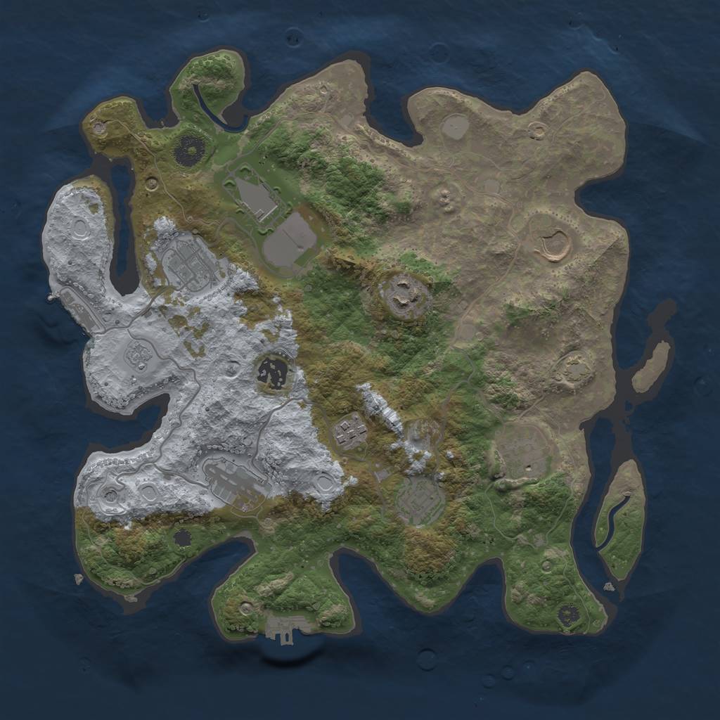 Rust Map: Procedural Map, Size: 3500, Seed: 51255, 17 Monuments