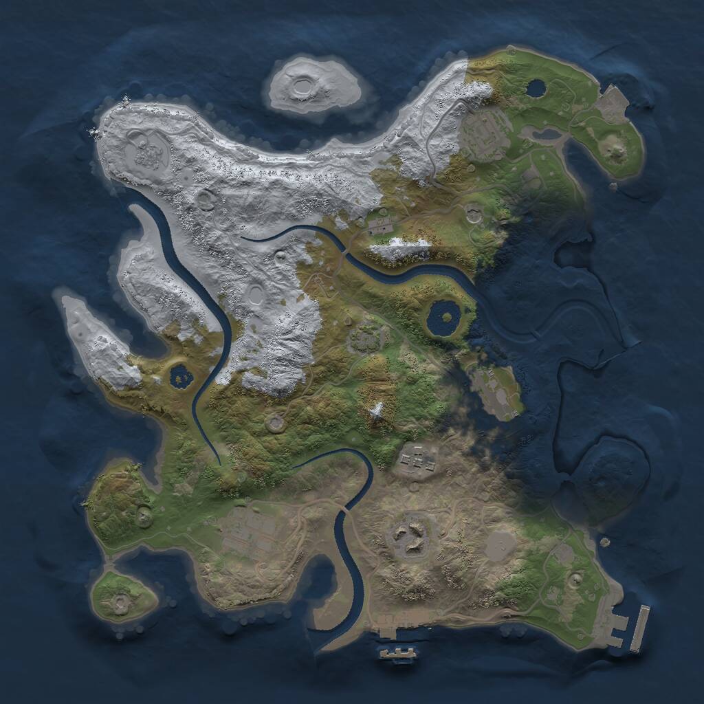 Rust Map: Procedural Map, Size: 3000, Seed: 6505, 11 Monuments