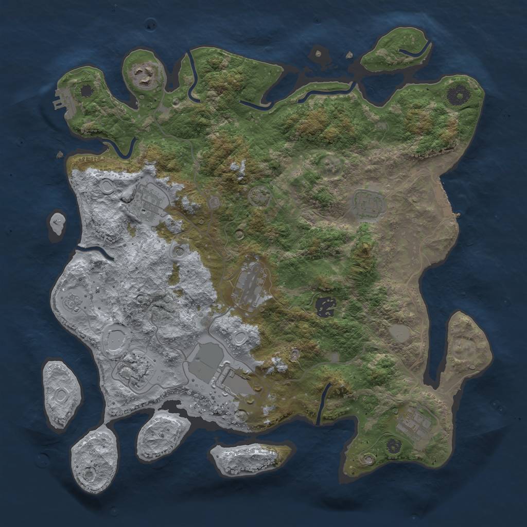 Rust Map: Procedural Map, Size: 3650, Seed: 23346312, 16 Monuments