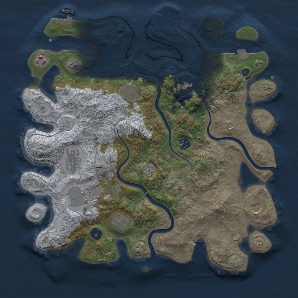 Rust Map: Procedural Map, Size: 3950, Seed: 44968702, 16 Monuments
