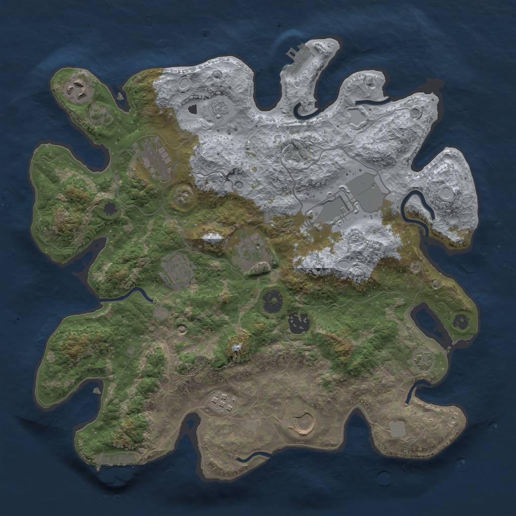 Rust Map: Procedural Map, Size: 3500, Seed: 905909830, 16 Monuments