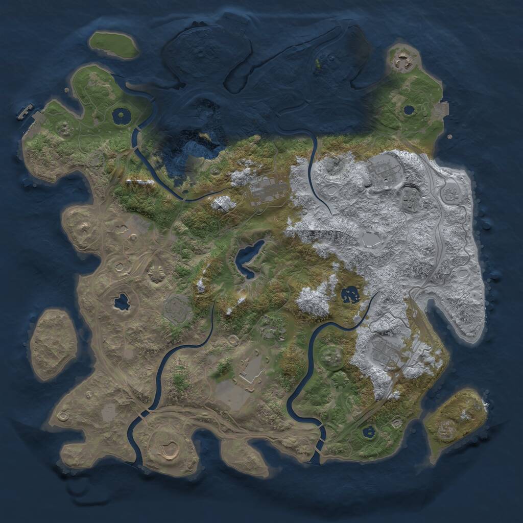 Rust Map: Procedural Map, Size: 4300, Seed: 44990480, 17 Monuments