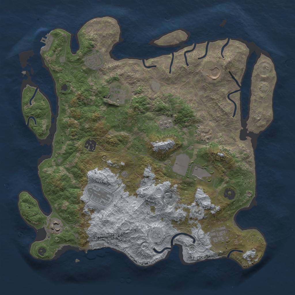 Rust Map: Procedural Map, Size: 3750, Seed: 94326879, 18 Monuments
