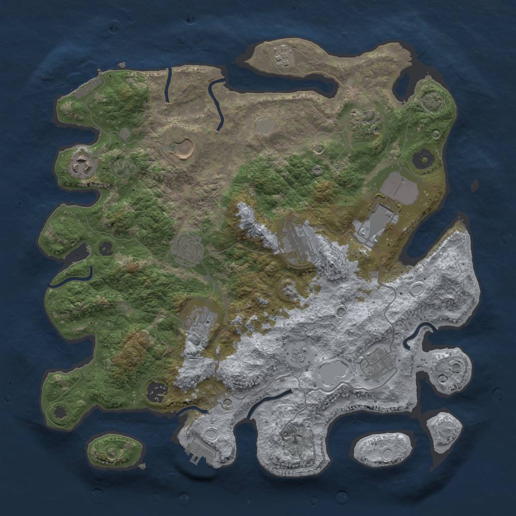 Rust Map: Procedural Map, Size: 3700, Seed: 22334110, 18 Monuments