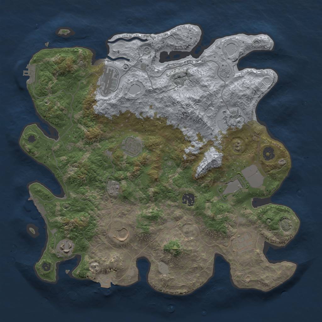 Rust Map: Procedural Map, Size: 3700, Seed: 86464121, 17 Monuments