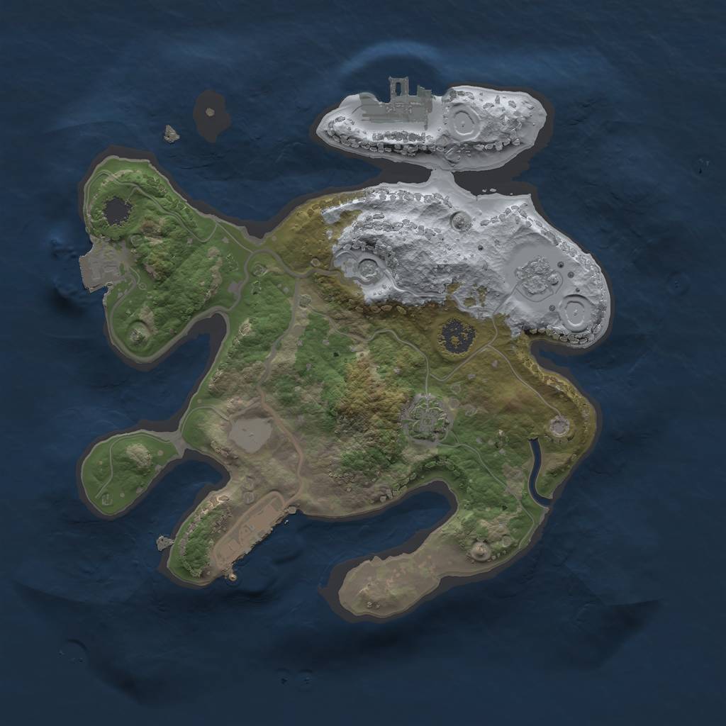 Rust Map: Procedural Map, Size: 2250, Seed: 129, 8 Monuments