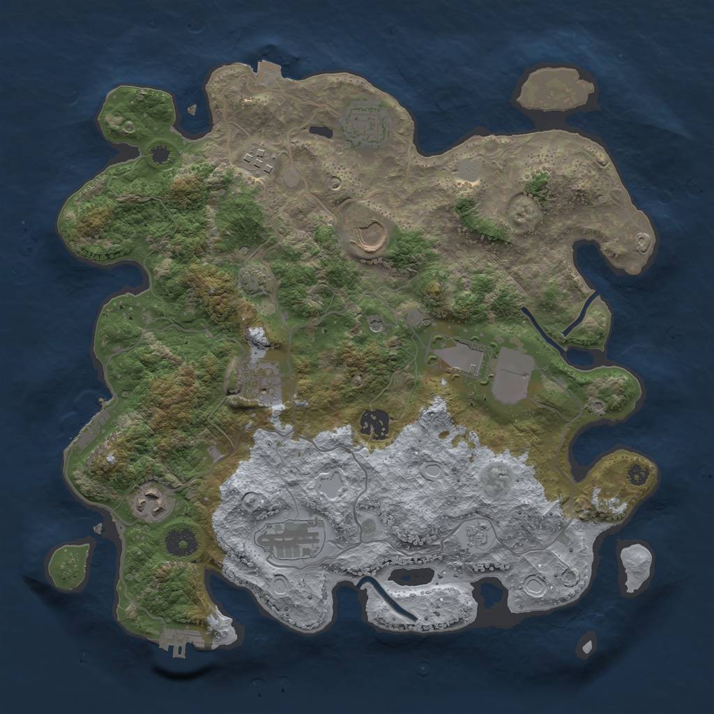 Rust Map: Procedural Map, Size: 3500, Seed: 321, 16 Monuments