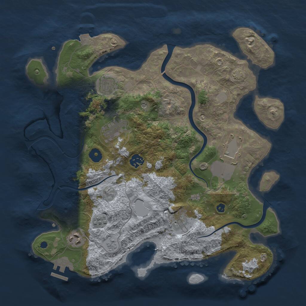 Rust Map: Procedural Map, Size: 3500, Seed: 267011, 12 Monuments