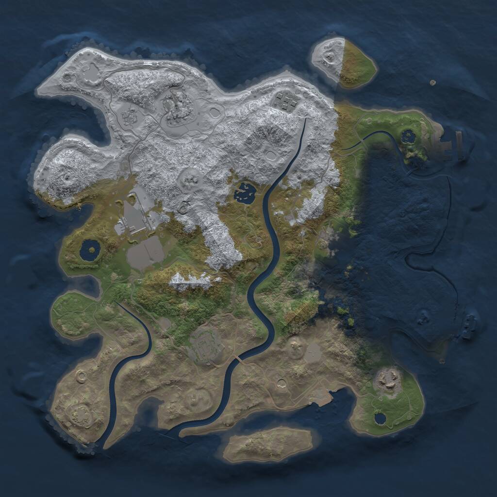 Rust Map: Procedural Map, Size: 3500, Seed: 263211, 13 Monuments
