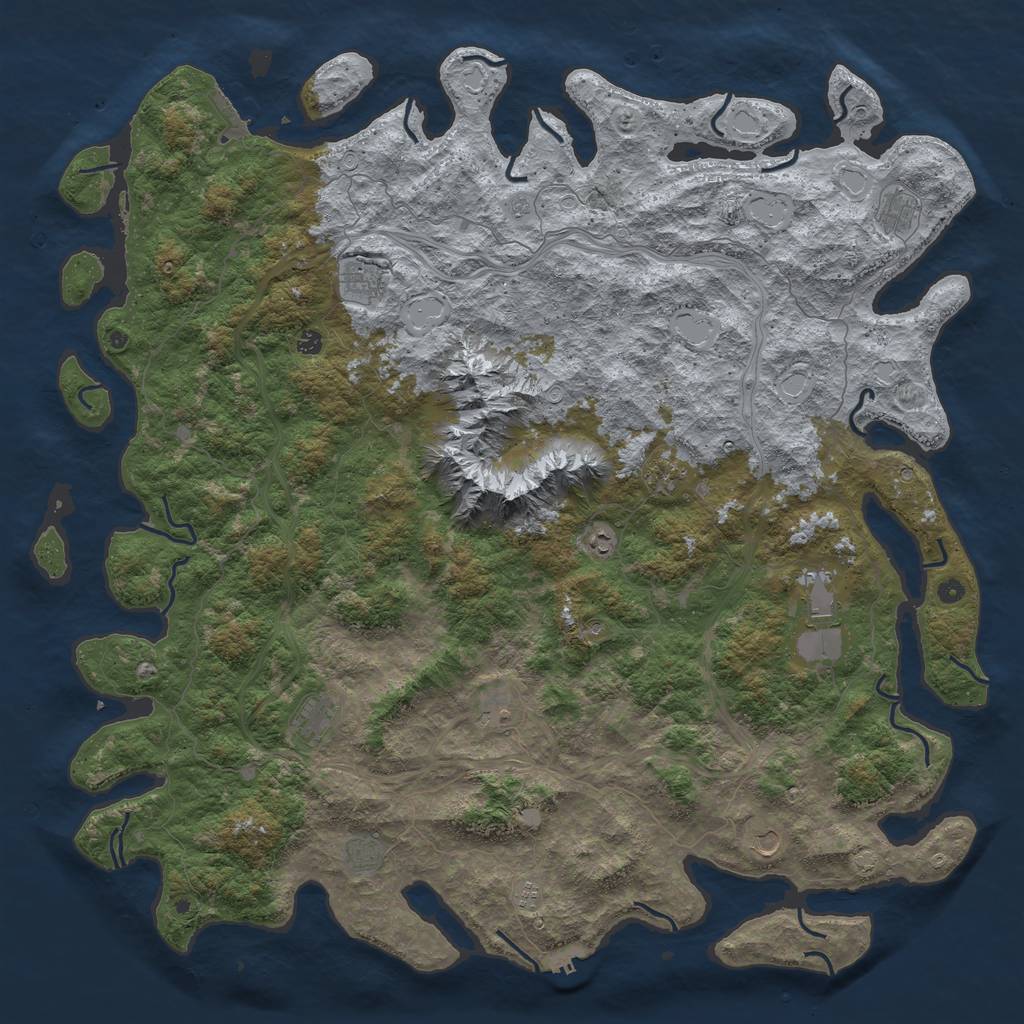 Rust Map: Procedural Map, Size: 6000, Seed: 998667223, 19 Monuments