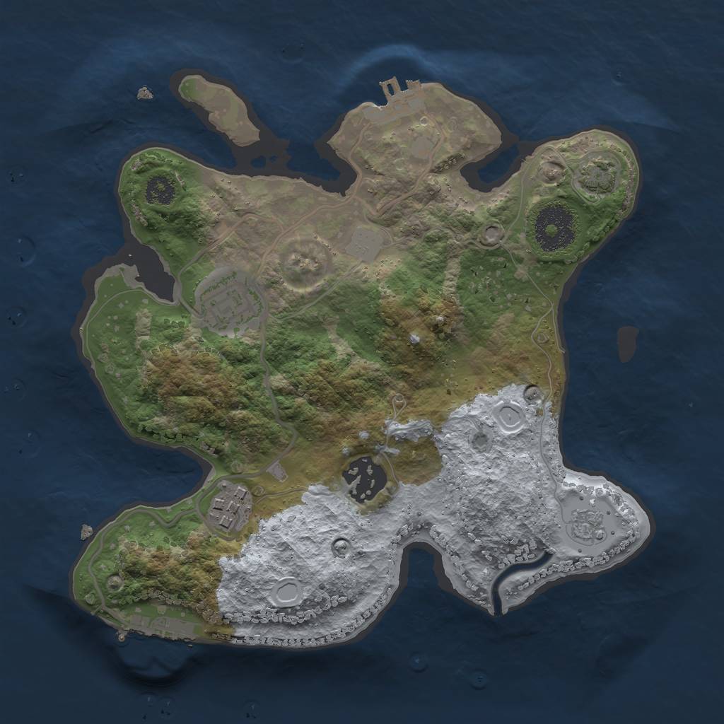 Rust Map: Procedural Map, Size: 2500, Seed: 34535, 10 Monuments