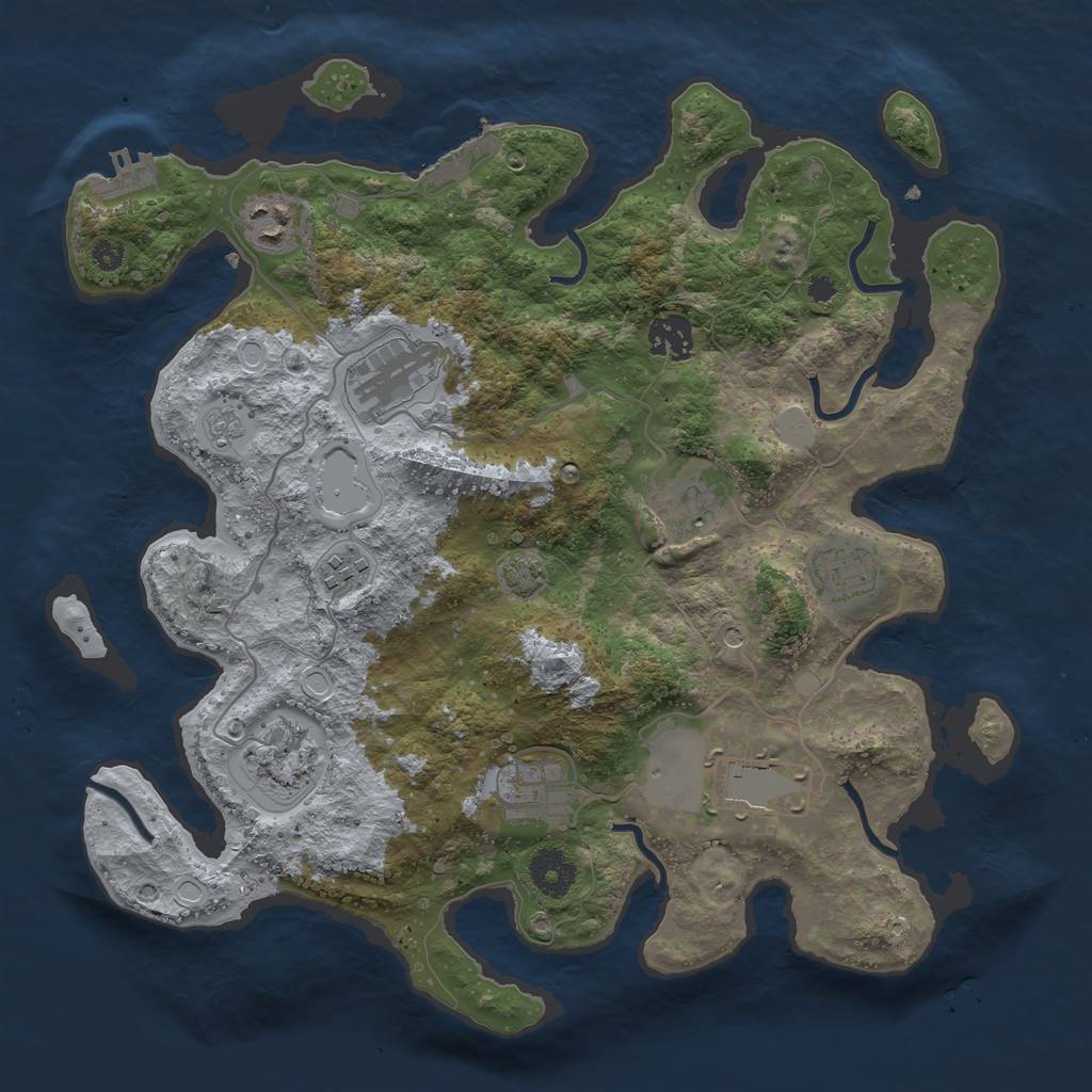 Rust Map: Procedural Map, Size: 3500, Seed: 1097520922, 17 Monuments