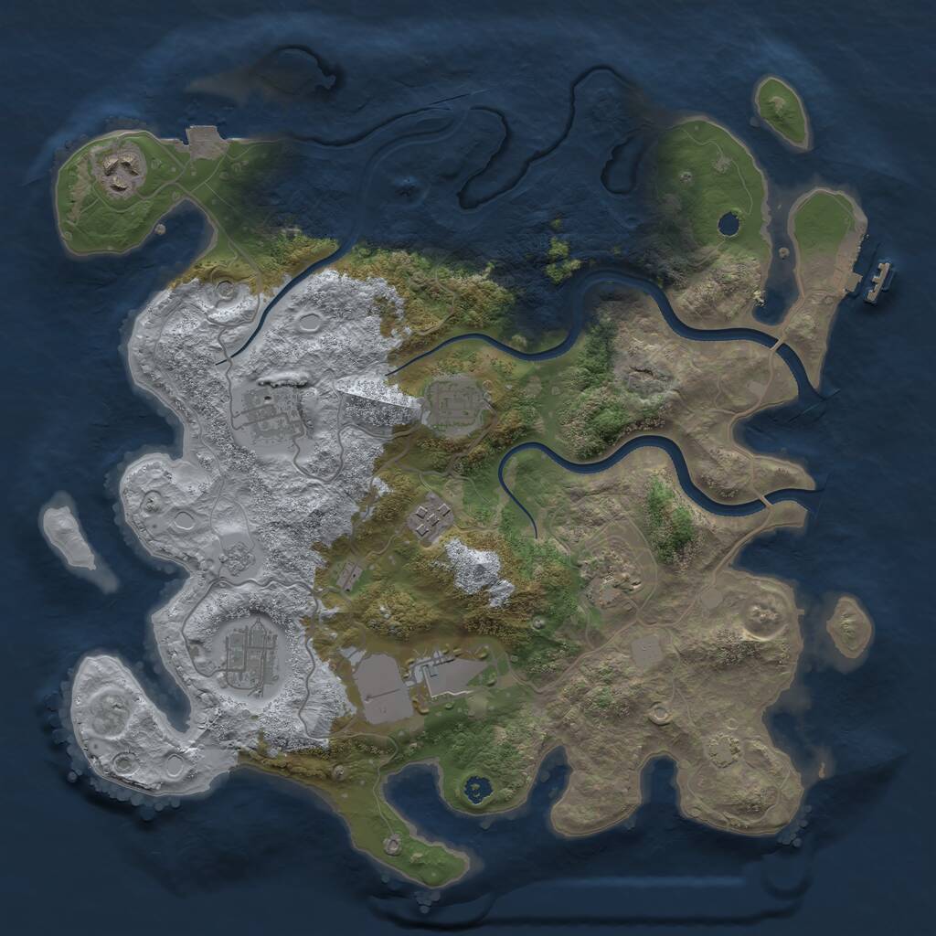 Rust Map: Procedural Map, Size: 3500, Seed: 1097520922, 12 Monuments