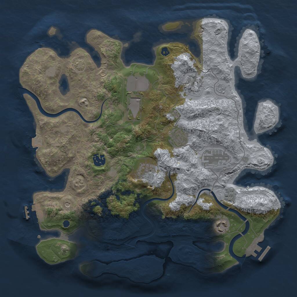 Rust Map: Procedural Map, Size: 3500, Seed: 170754920, 14 Monuments