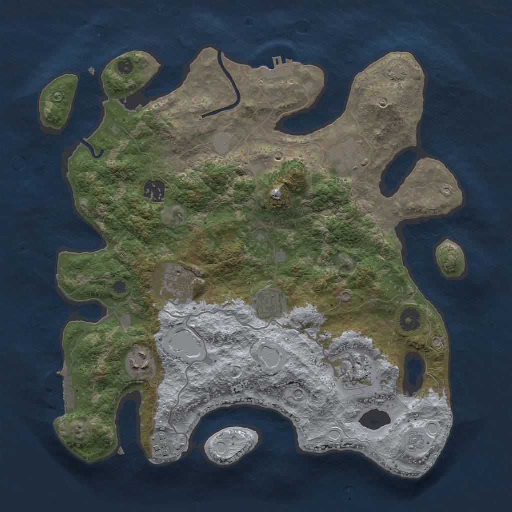 Rust Map: Procedural Map, Size: 3450, Seed: 59361383, 15 Monuments