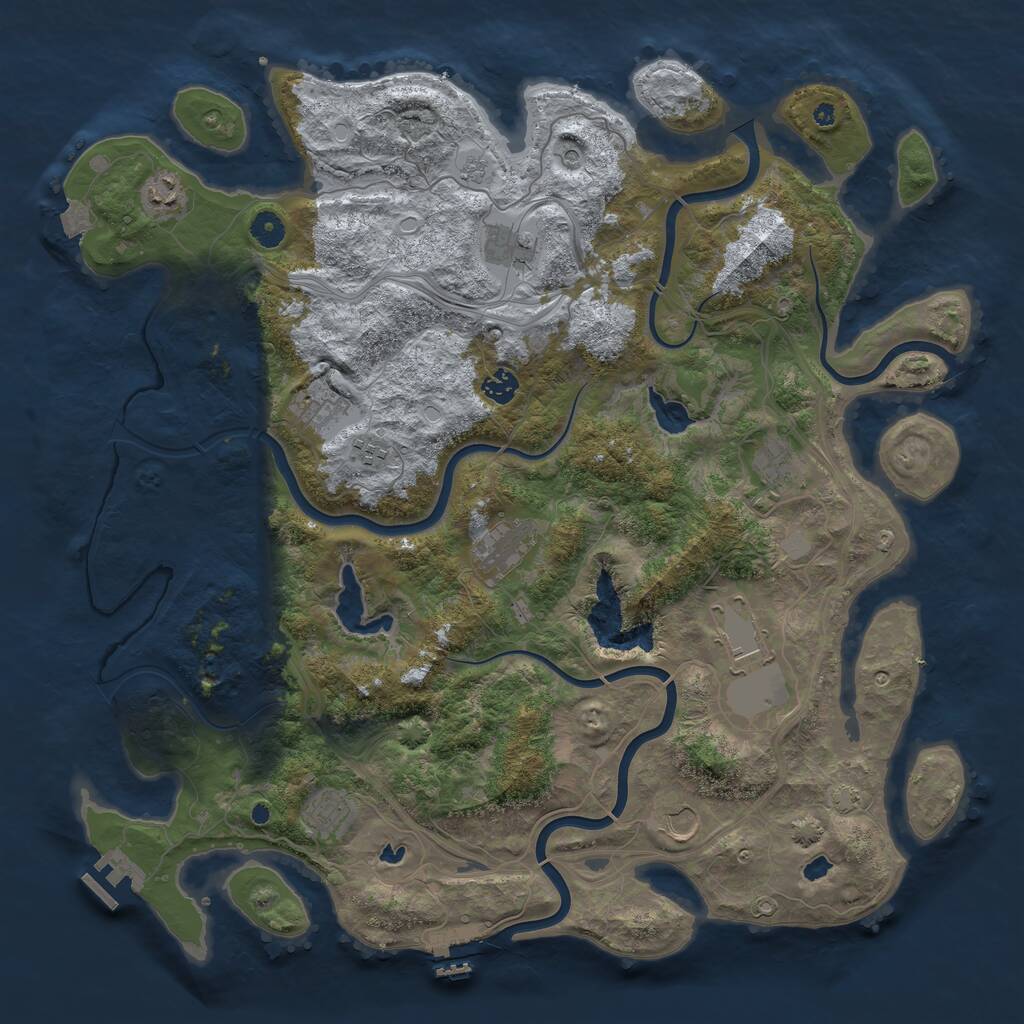 Rust Map: Procedural Map, Size: 4500, Seed: 3444299, 16 Monuments