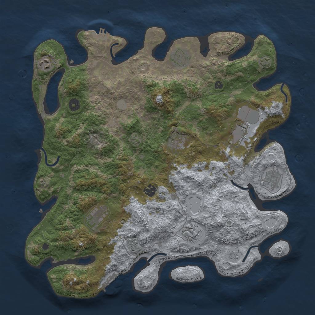 Rust Map: Procedural Map, Size: 3950, Seed: 17980650, 17 Monuments