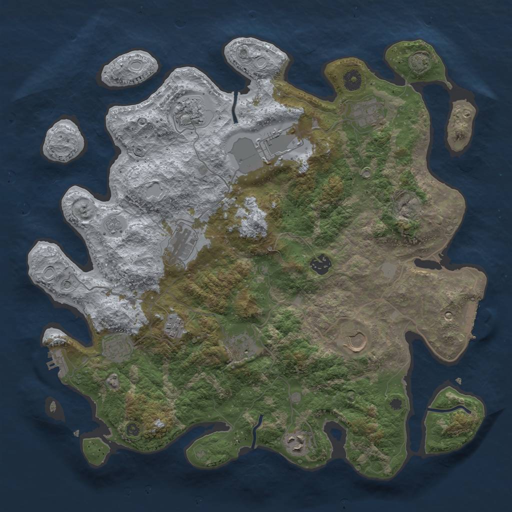 Rust Map: Procedural Map, Size: 3900, Seed: 62320410, 18 Monuments