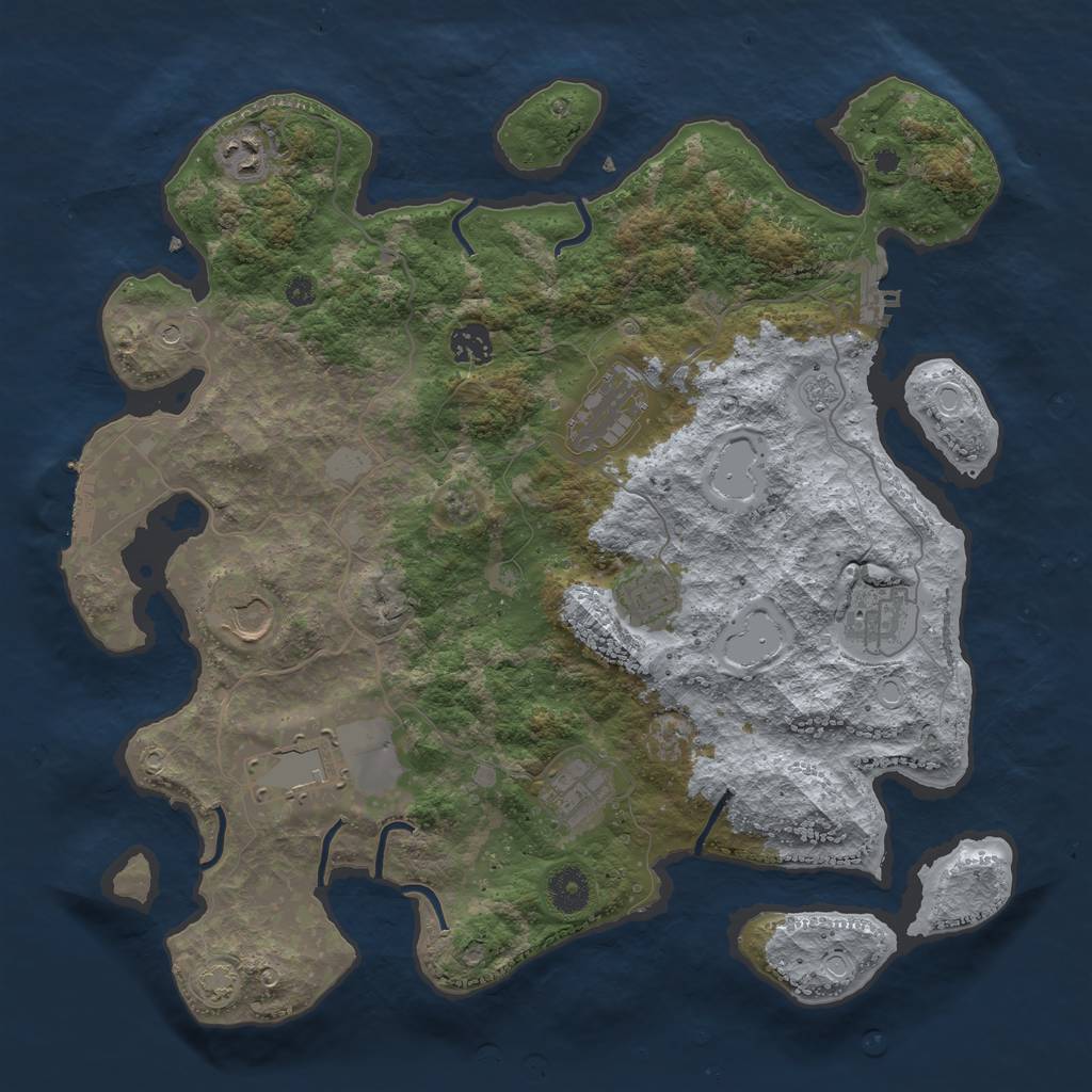 Rust Map: Procedural Map, Size: 3800, Seed: 22599208, 16 Monuments