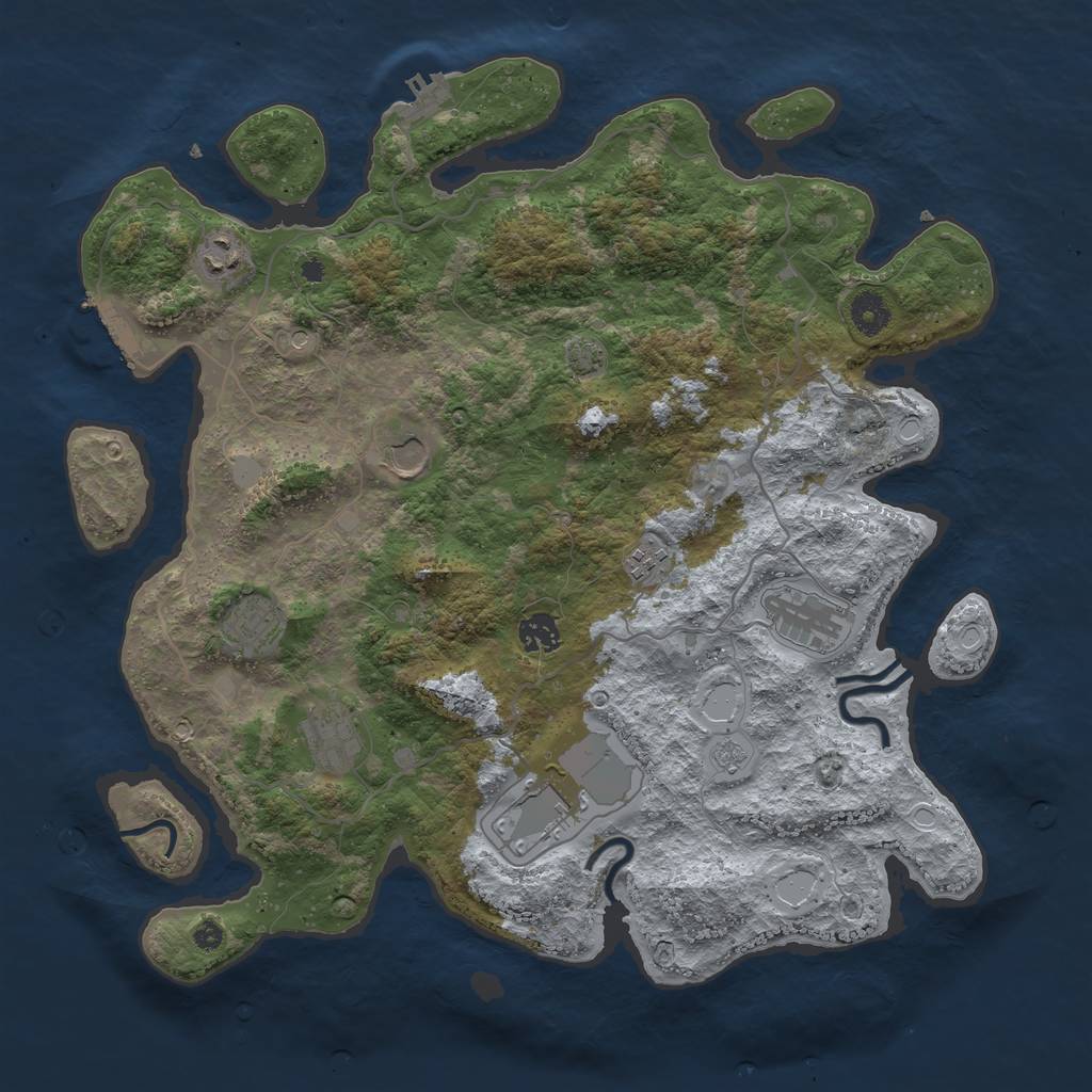 Rust Map: Procedural Map, Size: 4000, Seed: 1877516, 16 Monuments