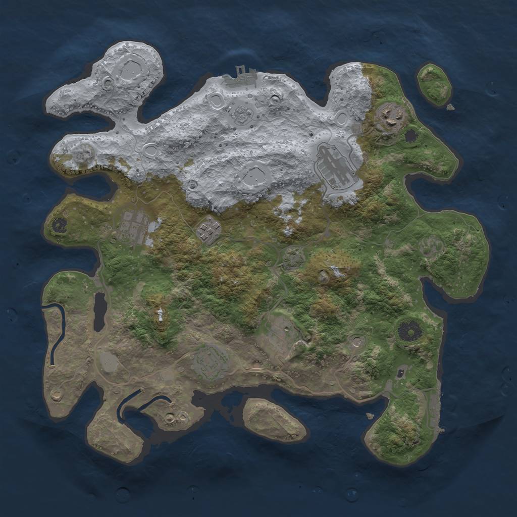 Rust Map: Procedural Map, Size: 3450, Seed: 68999979, 14 Monuments