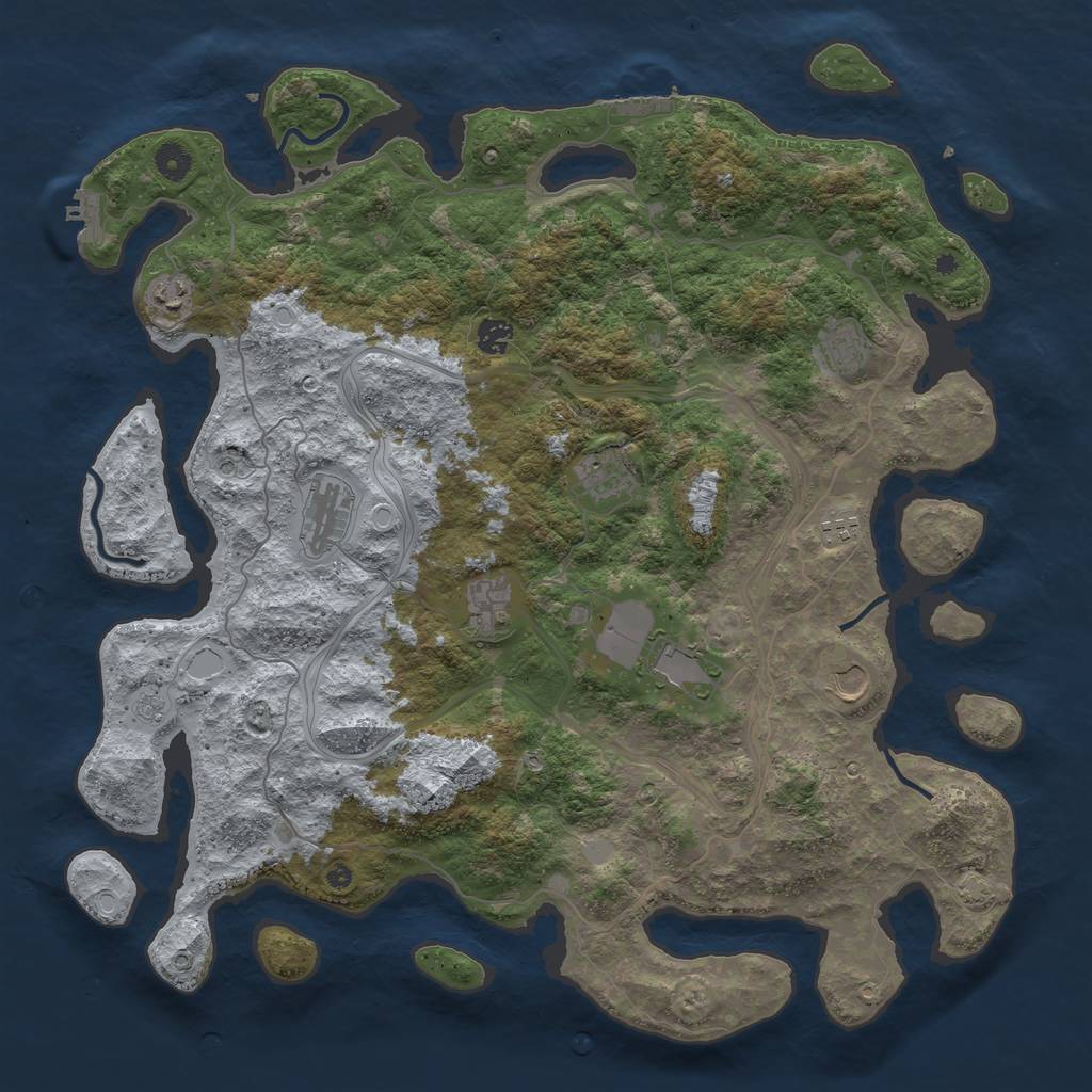 Rust Map: Procedural Map, Size: 4500, Seed: 934543130, 17 Monuments
