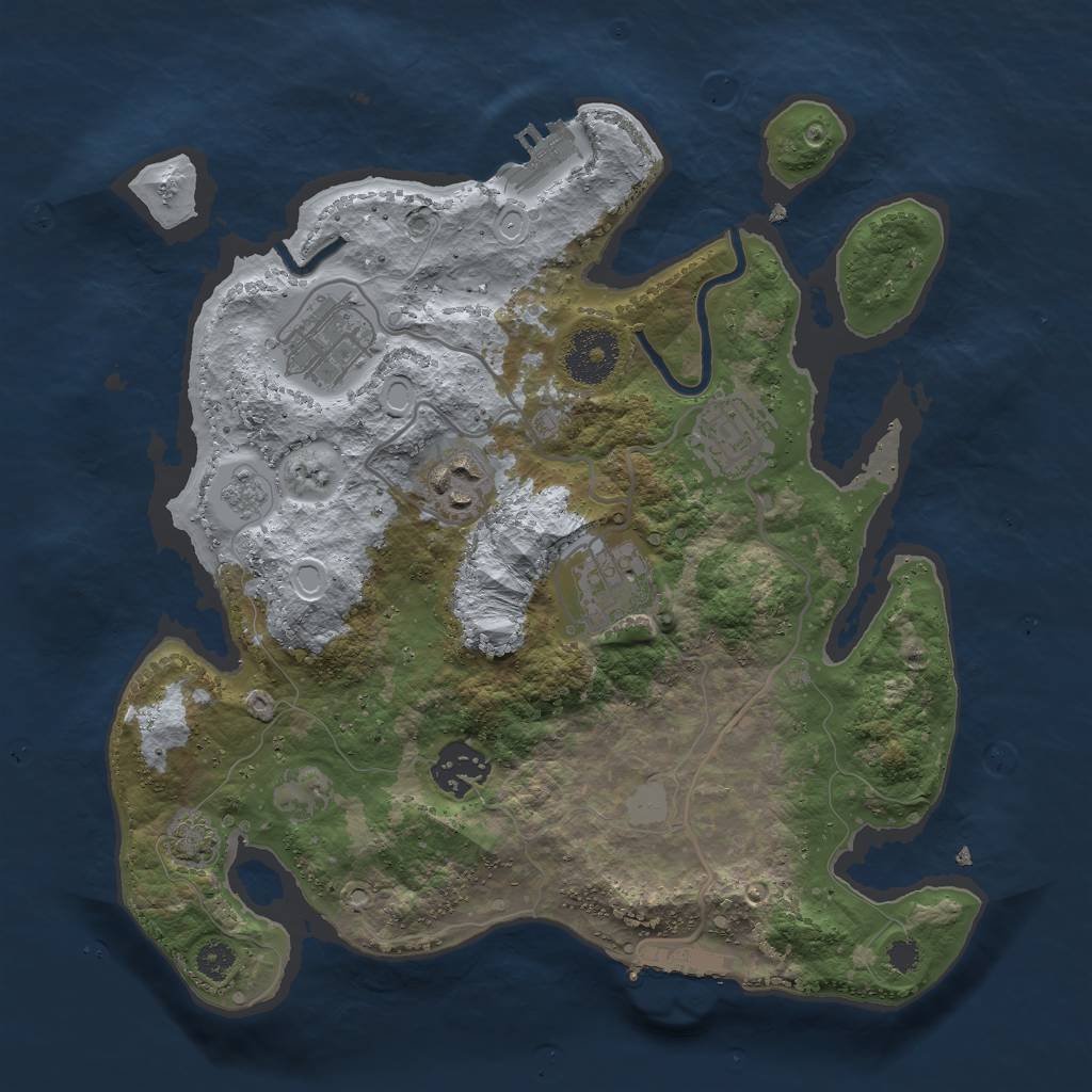 Rust Map: Procedural Map, Size: 3000, Seed: 3587, 12 Monuments