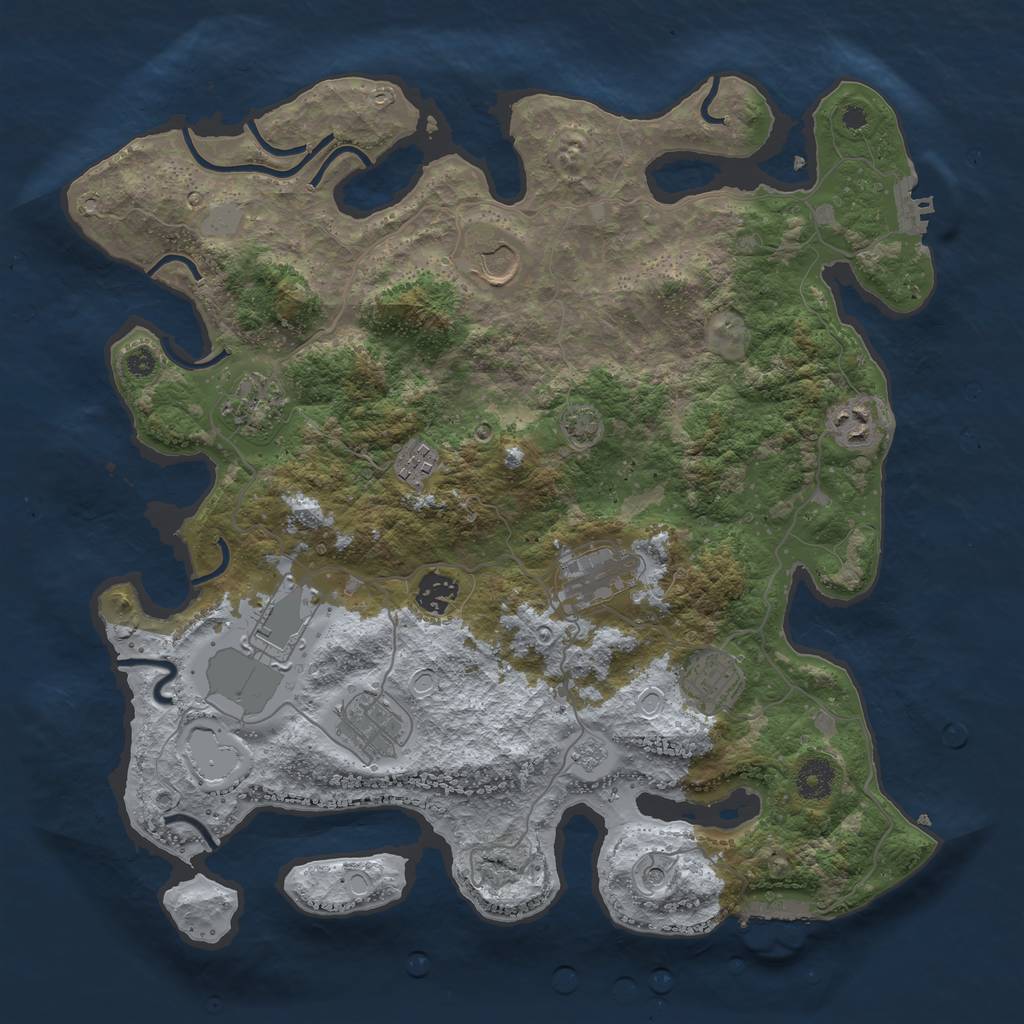 Rust Map: Procedural Map, Size: 3800, Seed: 10004694, 17 Monuments