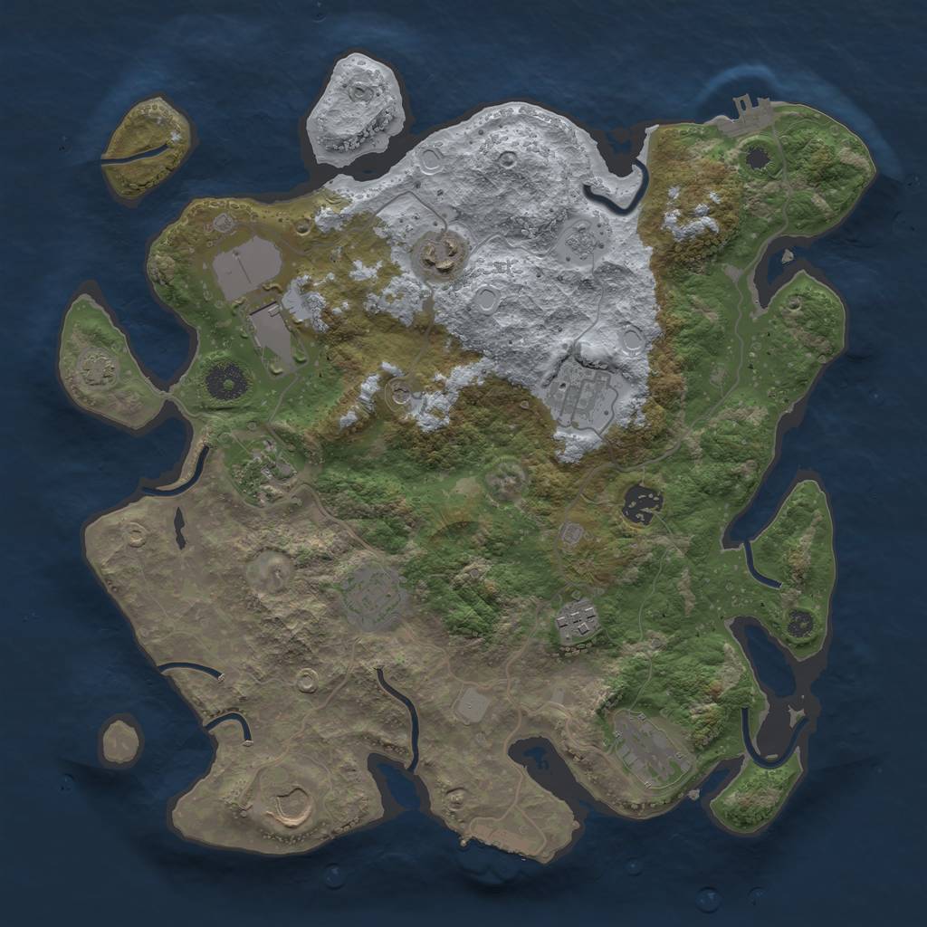 Rust Map: Procedural Map, Size: 3550, Seed: 14279111, 17 Monuments
