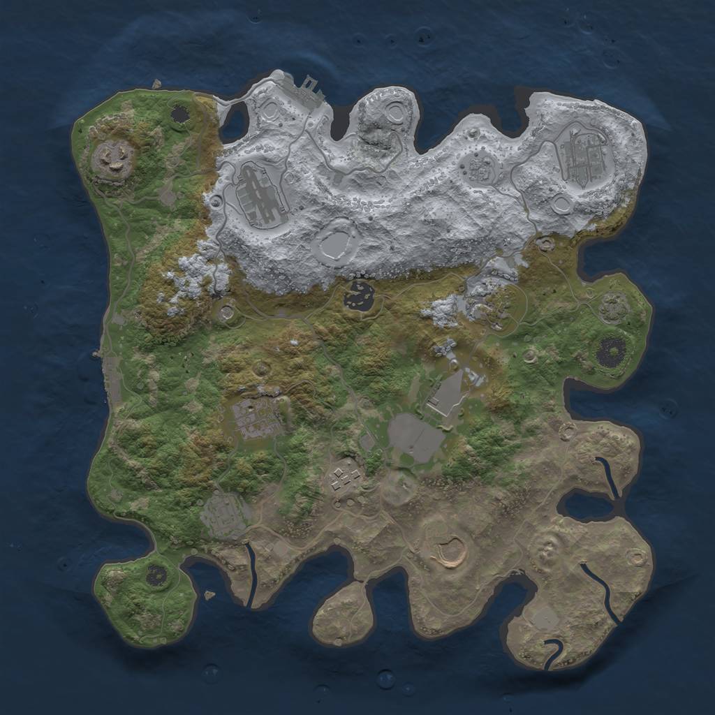 Rust Map: Procedural Map, Size: 3500, Seed: 688257520, 18 Monuments