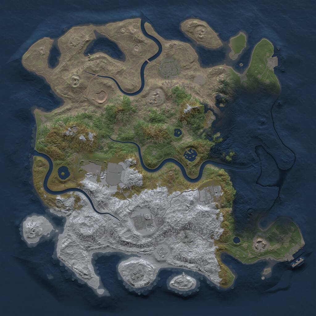 Rust Map: Procedural Map, Size: 3750, Seed: 68716397, 14 Monuments