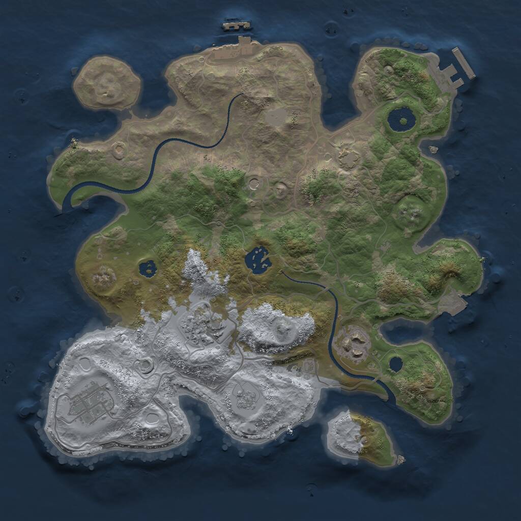 Rust Map: Procedural Map, Size: 3000, Seed: 732293479, 10 Monuments