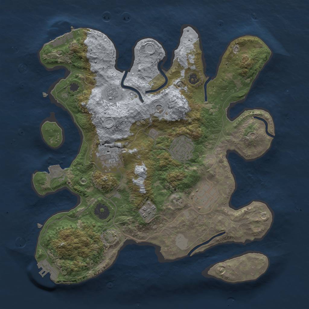 Rust Map: Procedural Map, Size: 3000, Seed: 1421, 12 Monuments